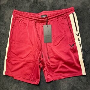 Distorted People Dark Red Athletic Shorts Size Large NWT